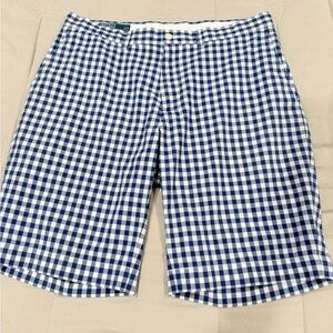 Polo Ralph Lauren Bermuda shorts. Classic blue gingham print. Sz 34 EUC